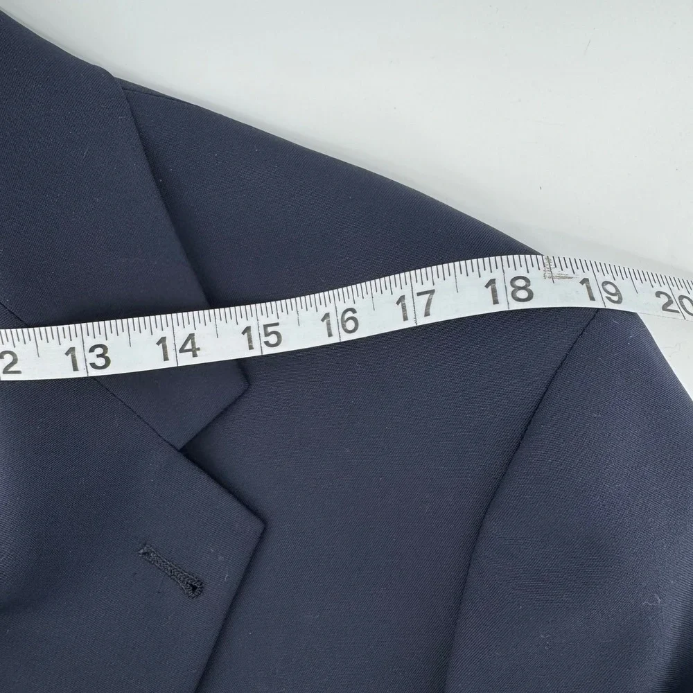 Hart Schaffner &‎ Marx Blazer Mens 42L Navy Blue Wool Gold Crest Button Jacket
